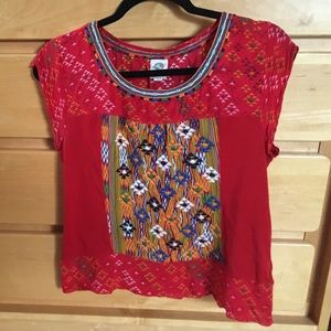 Anthropologie Red Tiny Brand multicolored top